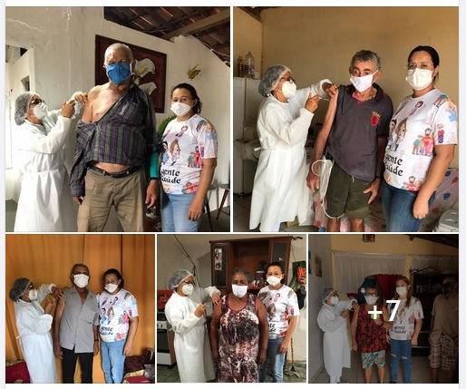 Vacinando casa a casa, os idosos que fazem parte do grupo prioritário com idade de 75 a 79