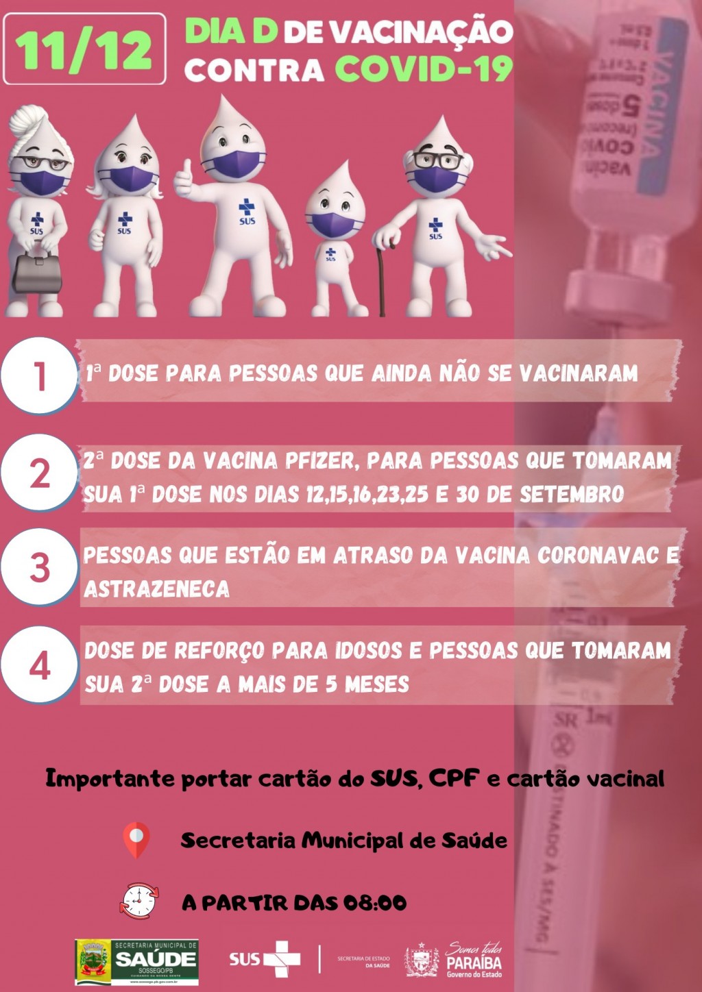 Sossego realizará Dia D da Campanha Contra o COVID-19