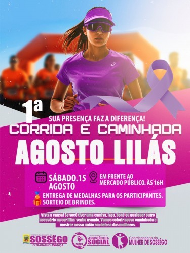 🏃♀️💜 1ª CORRIDA E CAMINHADA DO AGOSTO LILÁS 💜🚶♀️