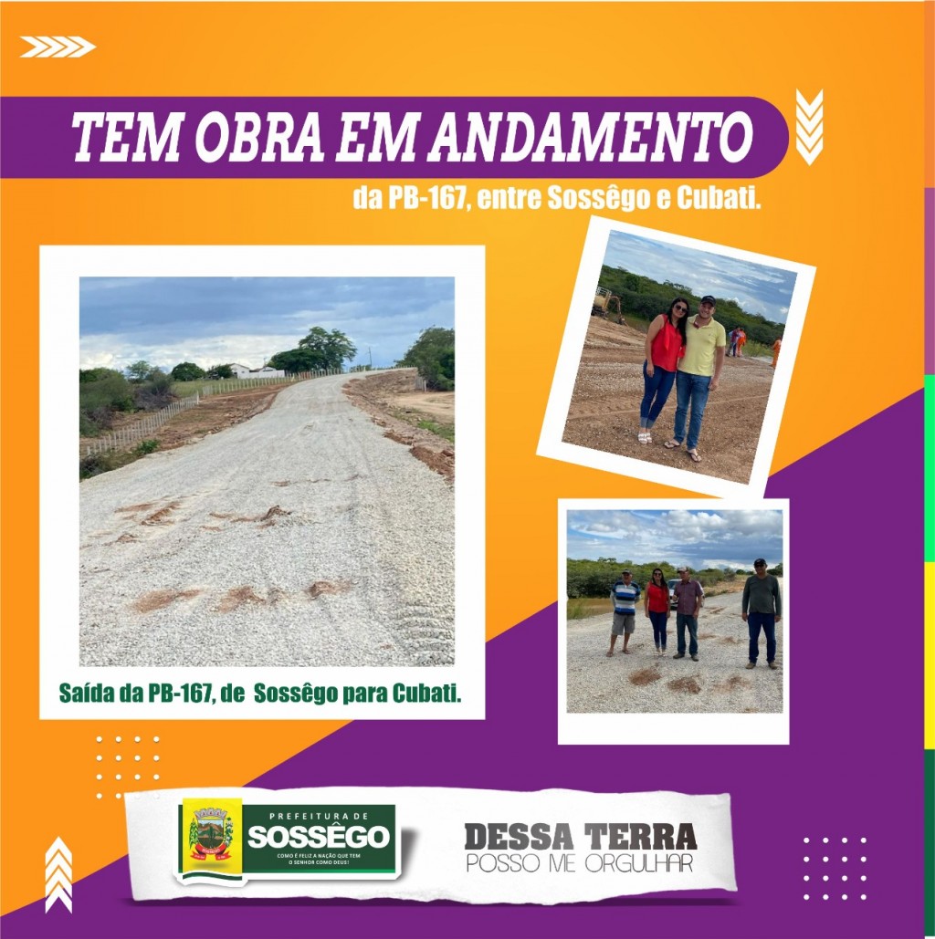 Prefeita de Sossêgo visita obras de pavimentação asfáltica da PB 167