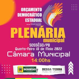 Prefeitura de Sossêgo Realizará Plenária Municipal para o ODE